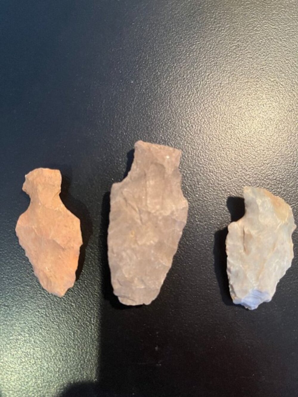 3 Vintage Carved Stone Arrowheads
